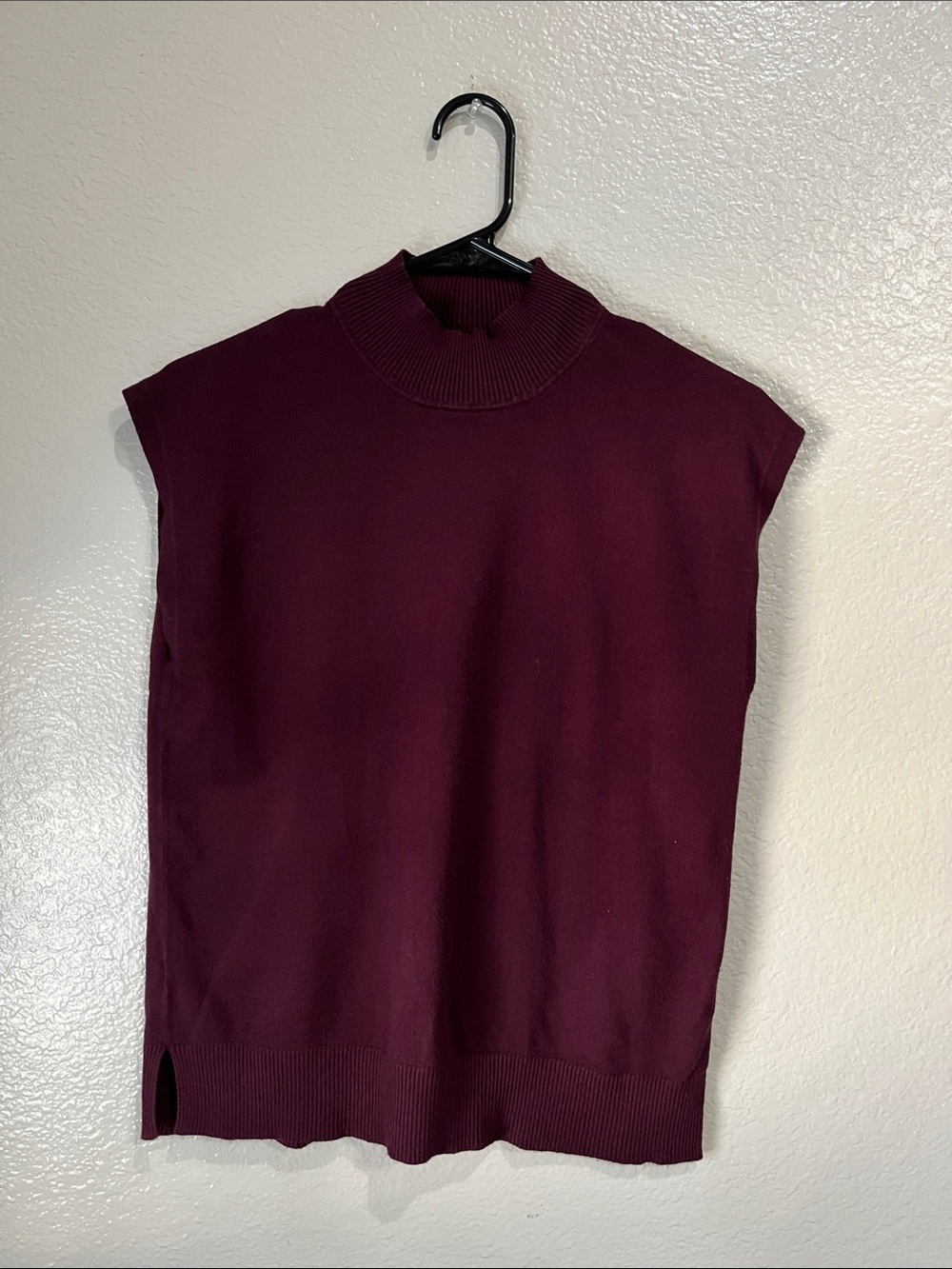 Sleeveless Mock Neck Knit Top - Deep Plum